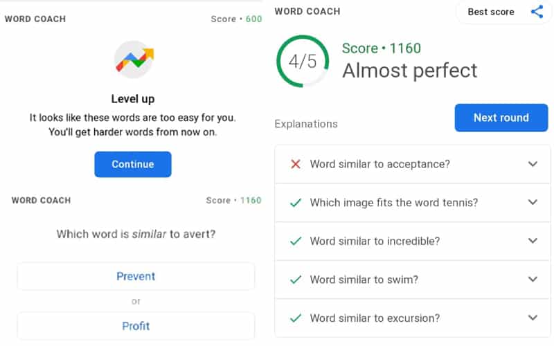 Google Word Coach